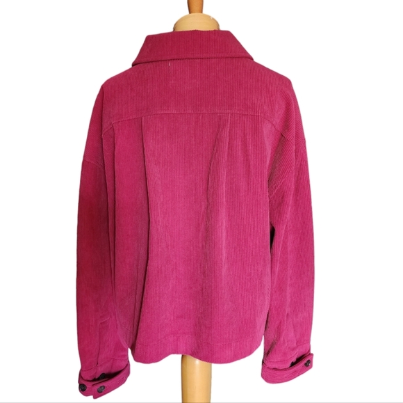 Anthropologie Cropped Corduroy Shacket Red Wine Button Down oversized Large New - Picture 2 of 12